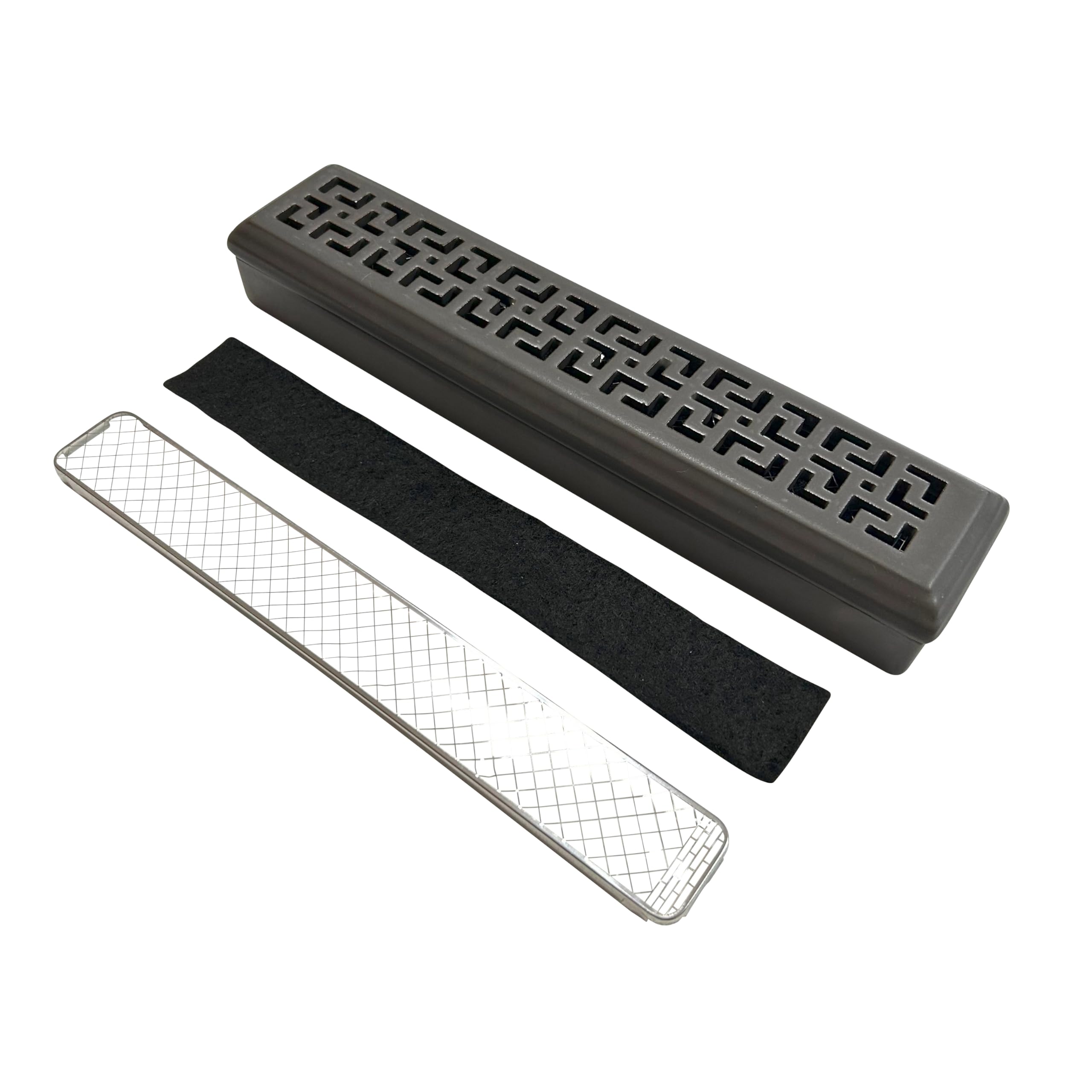 

L CLOVER Incense Holder, Horizontal Storage with Lid, Stainless Steel Net, Buddhist Altar, Incense Burner, Incense Holder, Ceramic (Dark Brown)