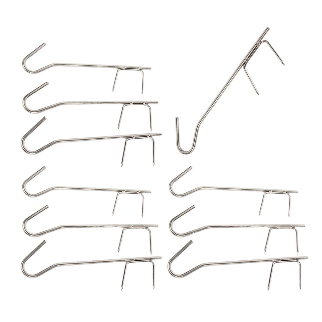 10Pcs Butcher Hooks, Smoking Hooks Set Hooks for Fish Smoking, Fishing Smoking Hooks Set, Stainless Steel Smoking Hooks