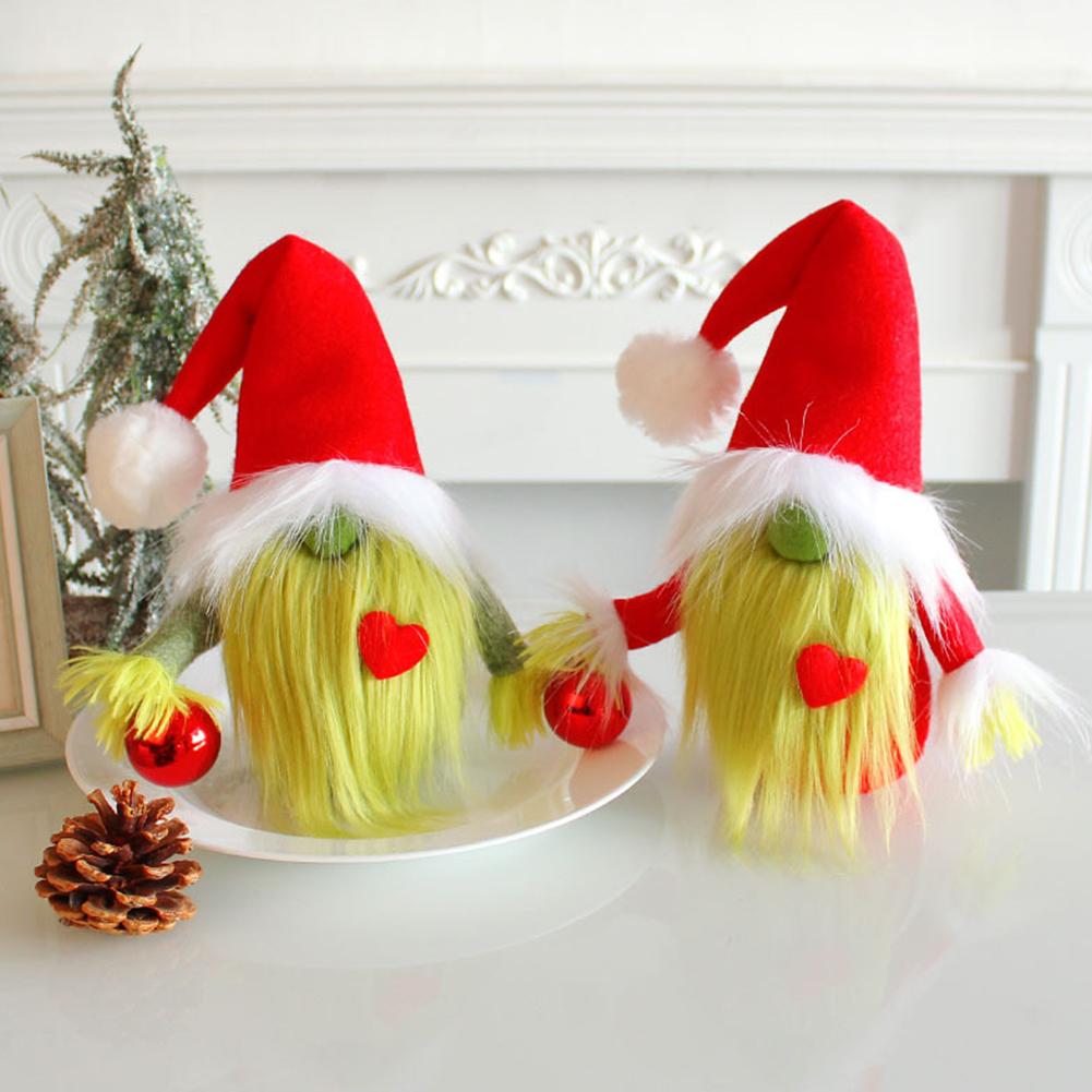 Christmas Green Beard Gnome with Red Heart Mini Faceless Man Toy Festival Theme for Home Table Top Decorations