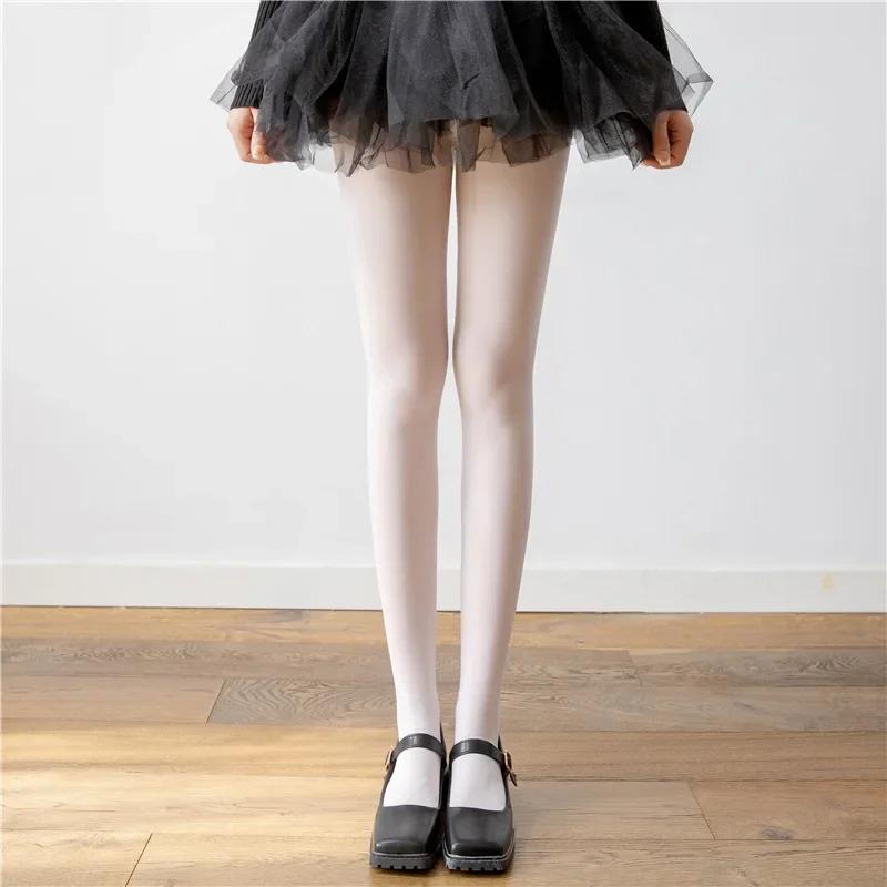 

Women s Sexy Pure Color Tights Retro Stockings Christmas Red High-elasticity Slimming Pantyhose Velvet Dopamine Colors One Size білий