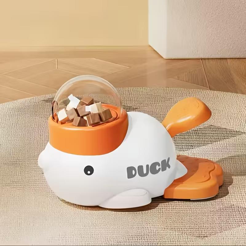 Interactive Dog Toy Pet Feeding Food Treat Dispenser Automatic Cartoon Duck Design Slow Food Pet Snack Feeder for Dog Training