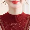 Chic Autumn/Winter Velvet-Lined Half-High Collar Warm Sweater for Stylish Middle-Aged & Elderly Women