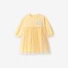 Girls Mesh Dress Spring Autumn Clothes Children's Princess Dresses Cartoon Cotton Yellow Skirt for 2-7 Years Old