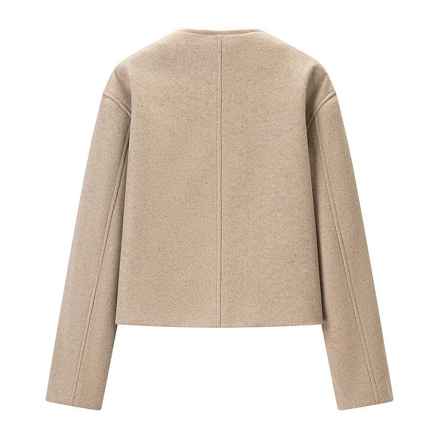 European and American style French women's clothing, fashionable and versatile temperament, casual design sense, colored woolen jacket