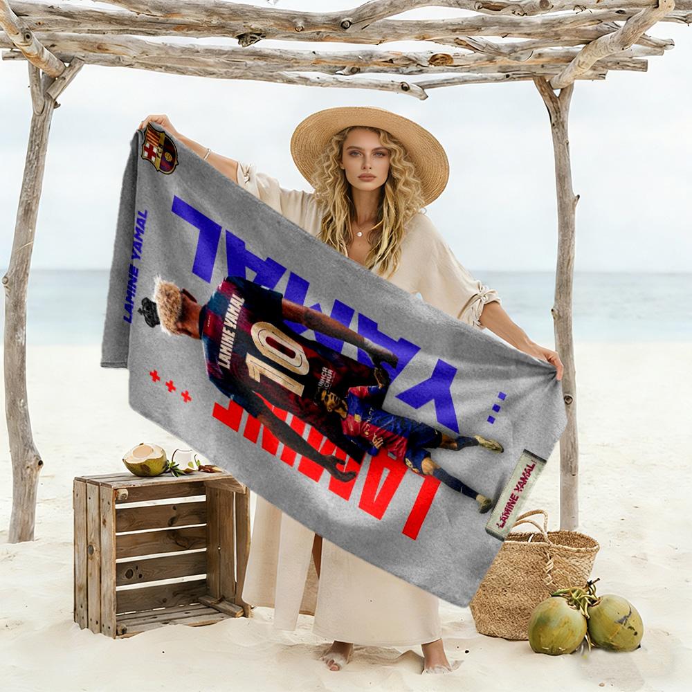 Lamine Yamal Barcelona Player Celebrates Victory Beach Towel Quick-Dry Soft Microfiber Comfortable Lightweight