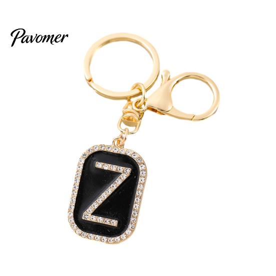 26 Alphabet Charm A-Z Rhinestone Letter Keychain, Zinc Alloy Capital Keyring, Plated for Handbags and Backpacks Decorative Key Accessory