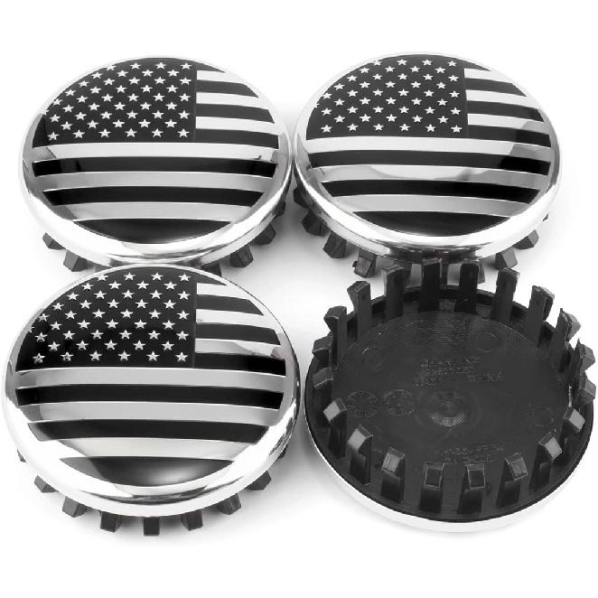 

83mm 3.27in Wheel Center caps for Chevy Center Hubcaps 4 Pack Black Center Cover Replacement with US Flag чорний
