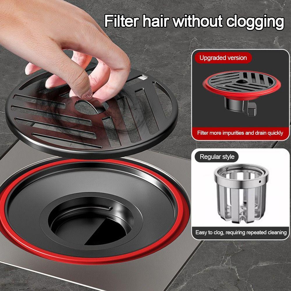 Stainless Steel Shower Floor Drain with Grid Grate Cover Anti-odor Fast Drainage Floor Drain Insectproof Round