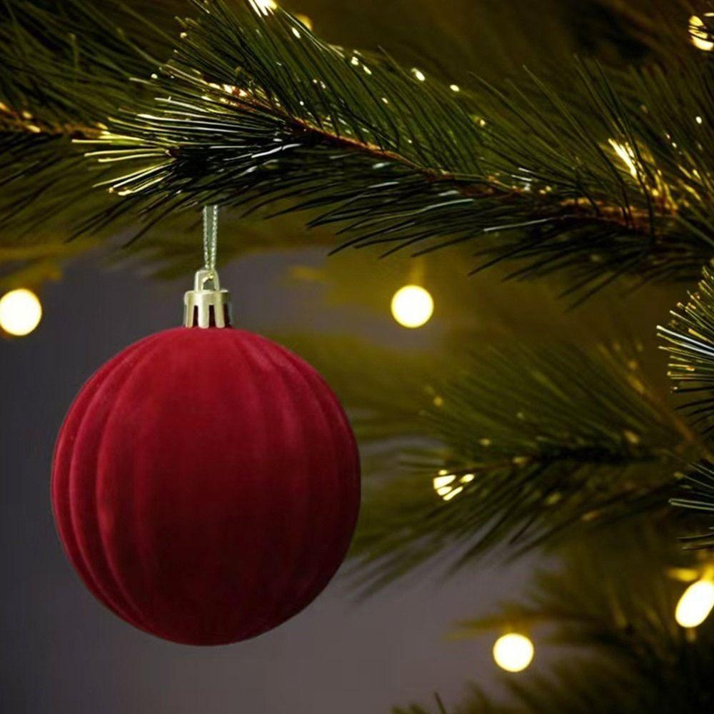 9/12/30 Pcs/set flannel Christmas Ball Set 6/8cm Red Xmas Tree Hanging Pendant Hollow-out Hanging Christmas Decorations