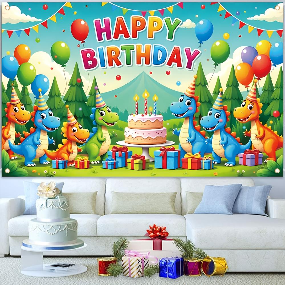 1 Piece. The Birthday Celebration Banner Is Made of Polyester Fiber and Features a Dinosaur Theme On the Back.