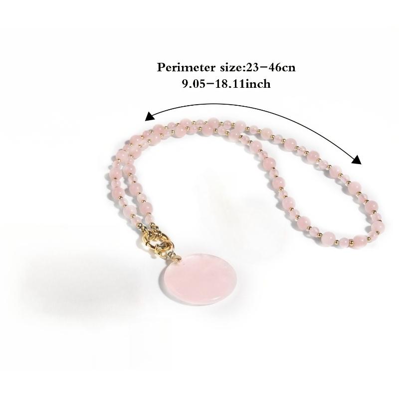 Elegant Light Pink Natural Stone Necklace with Golden Clasp for Women