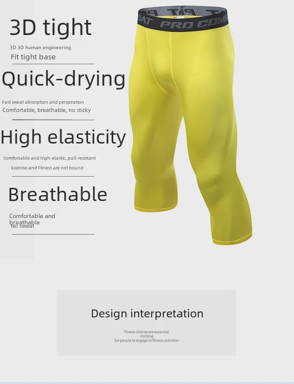 Quick-Dry High-Elastic Cropped Sports Leggings, Available In 9 Colors, Ideal for Fitness, Outdoor Training, and Basketball, Sweat-Absorbing Design.