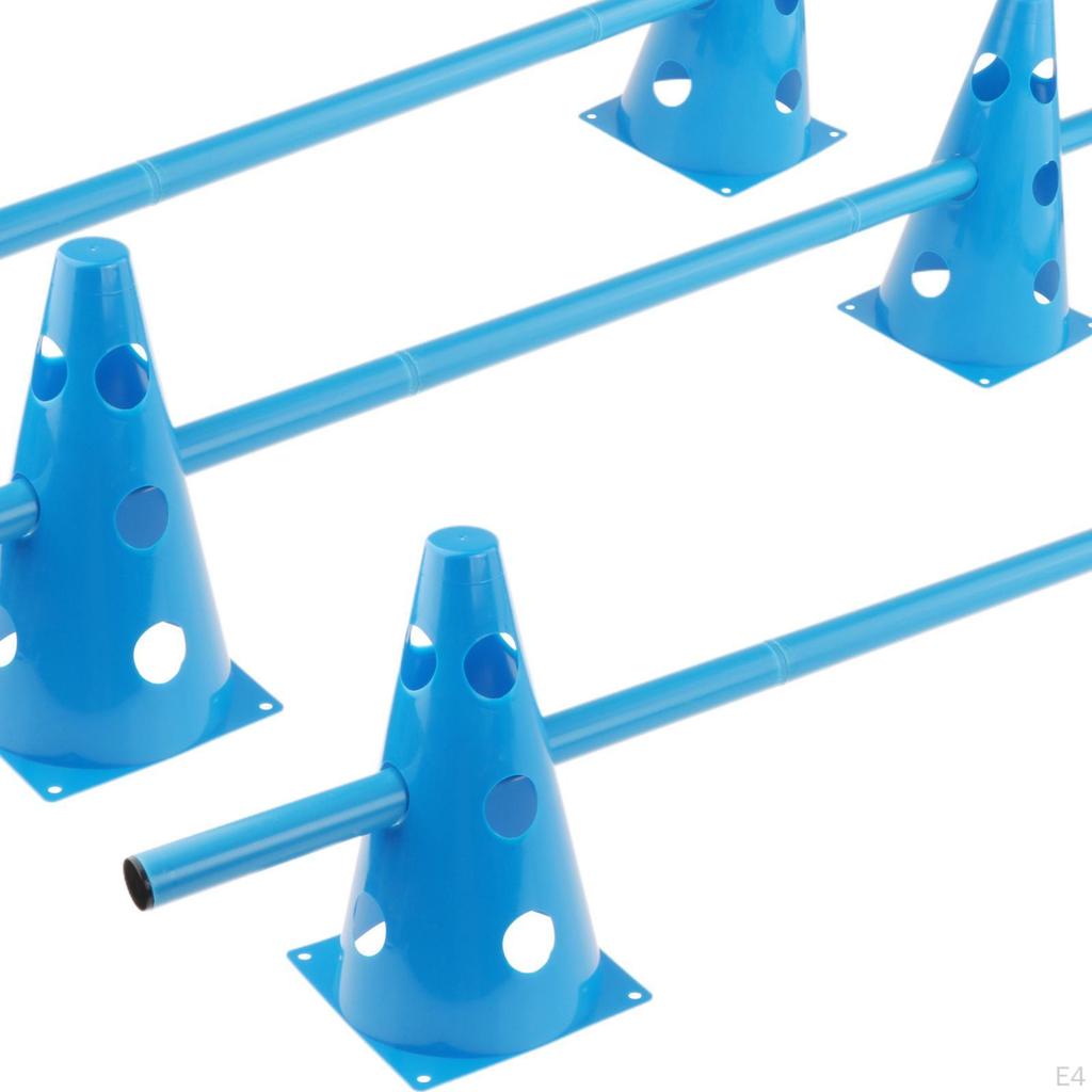 Hurdle Cone Set Include 6 Agility Cones 3 Rods for Running Obstacle