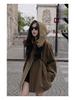 Women's British-Style Hooded Trench Coat: Autumn/Winter, Plus Size, Versatile, Trendy Loose-Fit Cape Design.