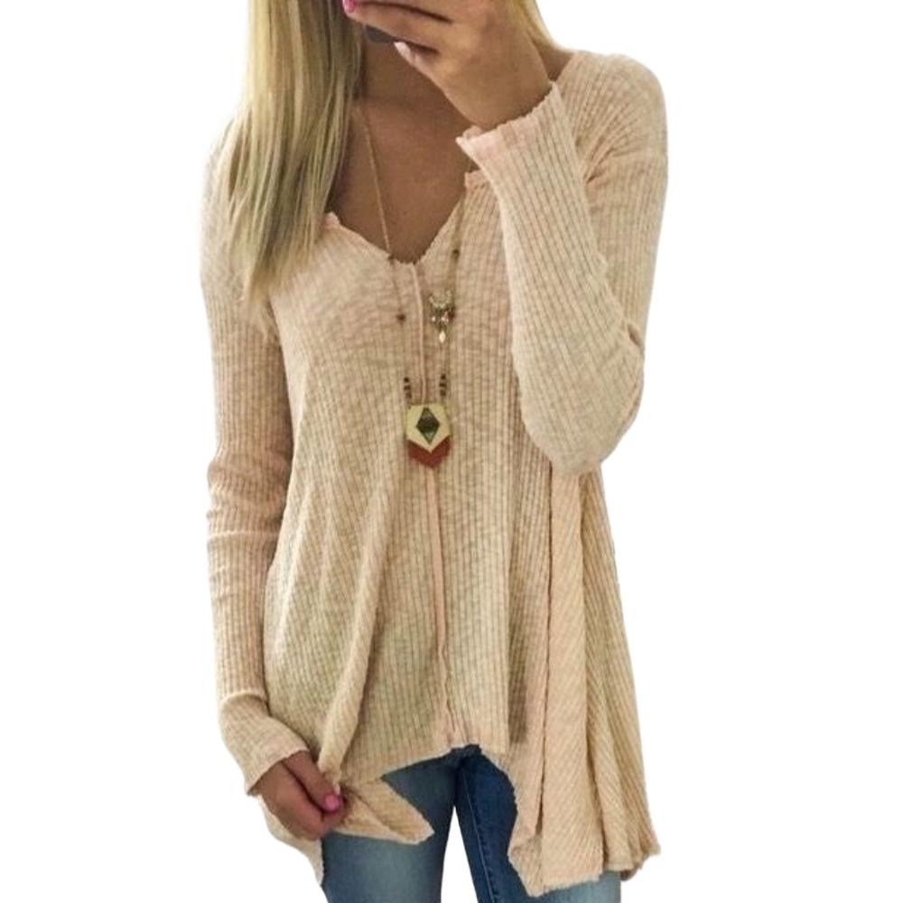 HNXC Dammode Casual Vår Höst Enfärgat Tryck Långärmad V-ringad Blusar & Skjortor