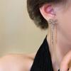 Silver needle bow fringed earrings women's niche design cold wind earrings temperament earrings