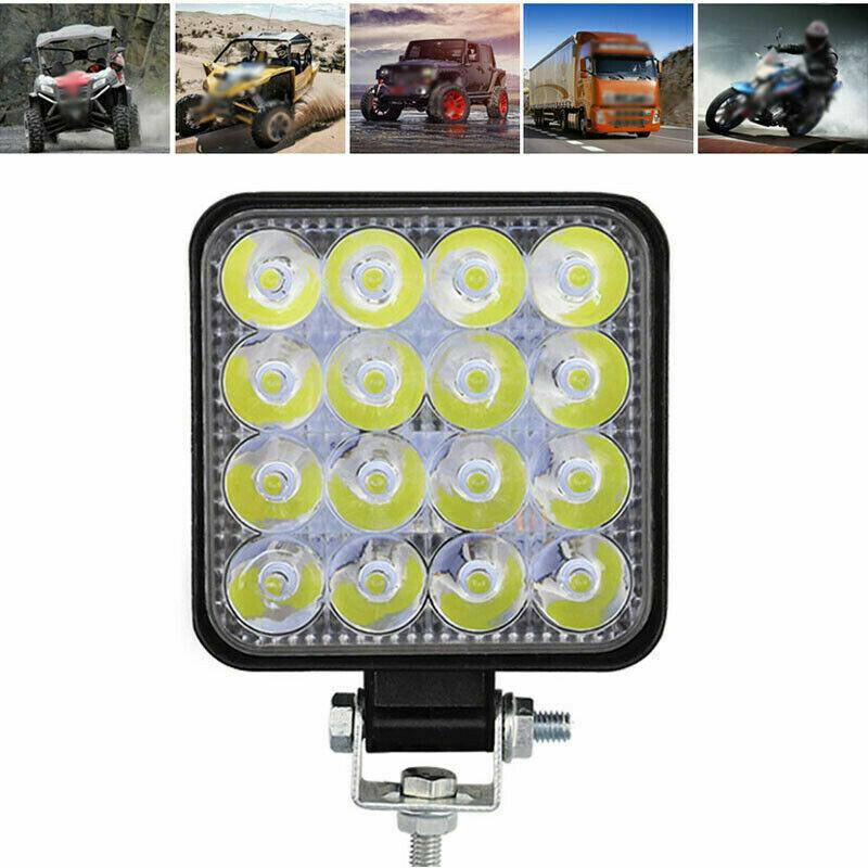 2Pcs Square 48W LED Work Light 12V 24V Off Road Flood Spot Lamp For Car Truck SUV