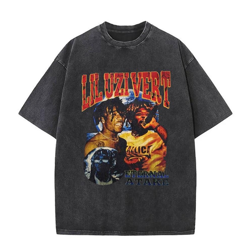 Washed Rapper Lil Uzi Vert Vintage Graphic T Shirts Men Women Hip Hop Short Sleeve Oversized Streetwear Fashion Tshirts Unisex