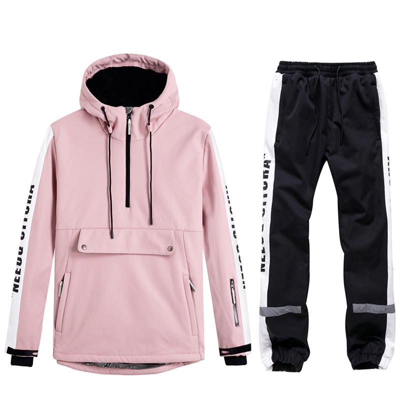 Unisex Couples' Ski Hoodie Set: Warm, Thickened Snowboard Suit for Men and Women.
