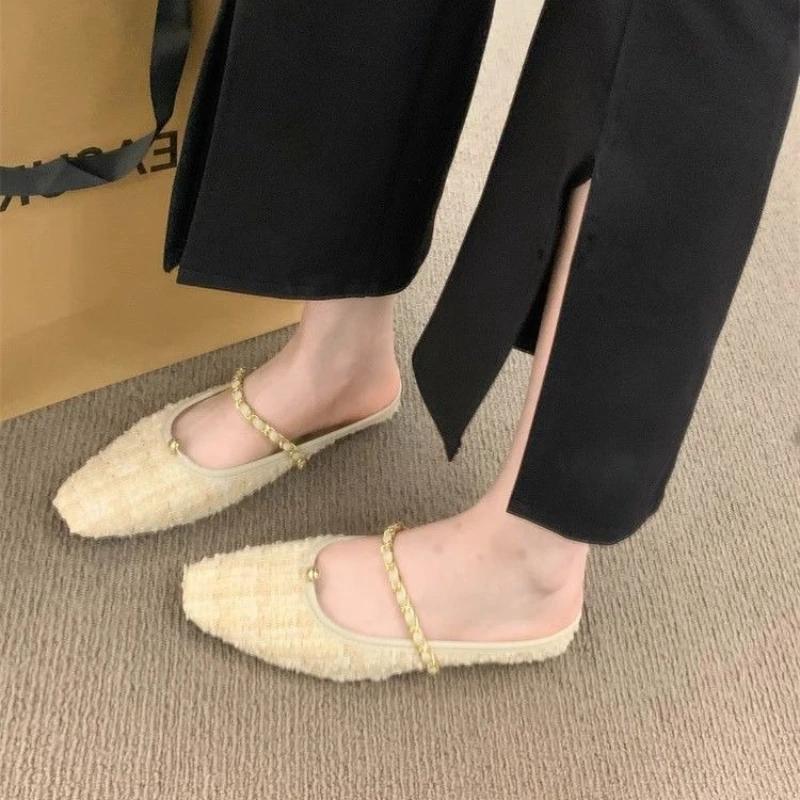 Fashion Mary Jen Shoes Square Toe Summer Women's Slippers and Ladies Sandals Sale New Style Fashion Slides 2025 Trend Comfortable Elegan