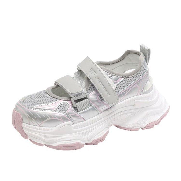 Mesh hollow sports sandals women's summer 2025 new muffin thick-soled versatile Velcro breathable dad shoes