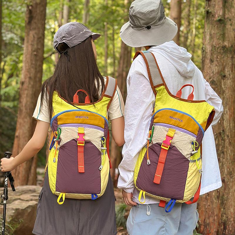 Travel Bag Large Capacity Backpack Unisex Color Block Outdoor Mountaineering Fitness Multifunctional Riding Backpack