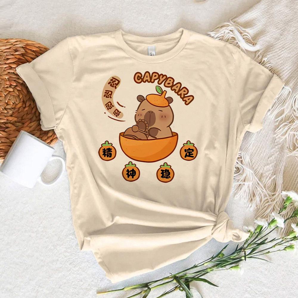 Capibara Capybara women 80s korean clothes Pop Culture Psychedelic Breathable t shirt Comfortable Classic women aesthetic