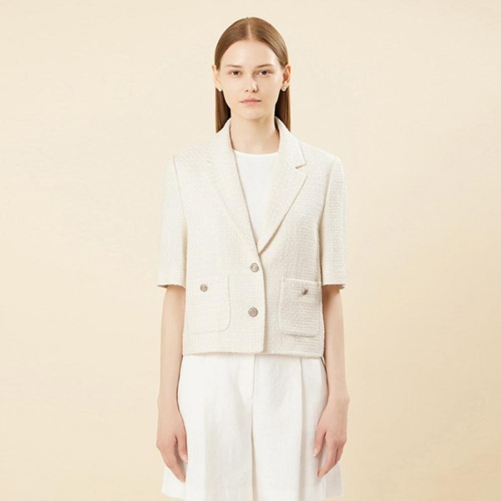 

She S miSS клетчатый твидовый жакет с короткими рукавами Swwjkn21120 MELANGE BEIGE/55