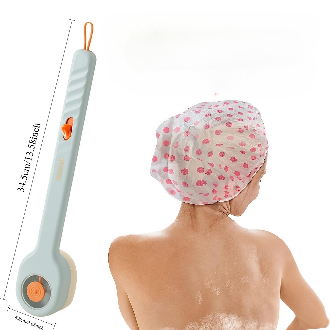 Bath Brush Shower Cap Exfoliating Bath Brush with Long ABS Handle Liquid-filled Scrub Brush