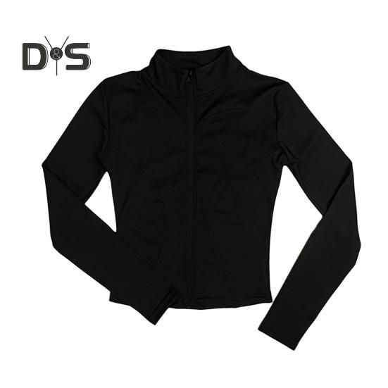 Women Sports Jacket Full Zip High Elasticity Yoga Jacket Stand Collar Slimming Fitness Top for Running Yoga Workout