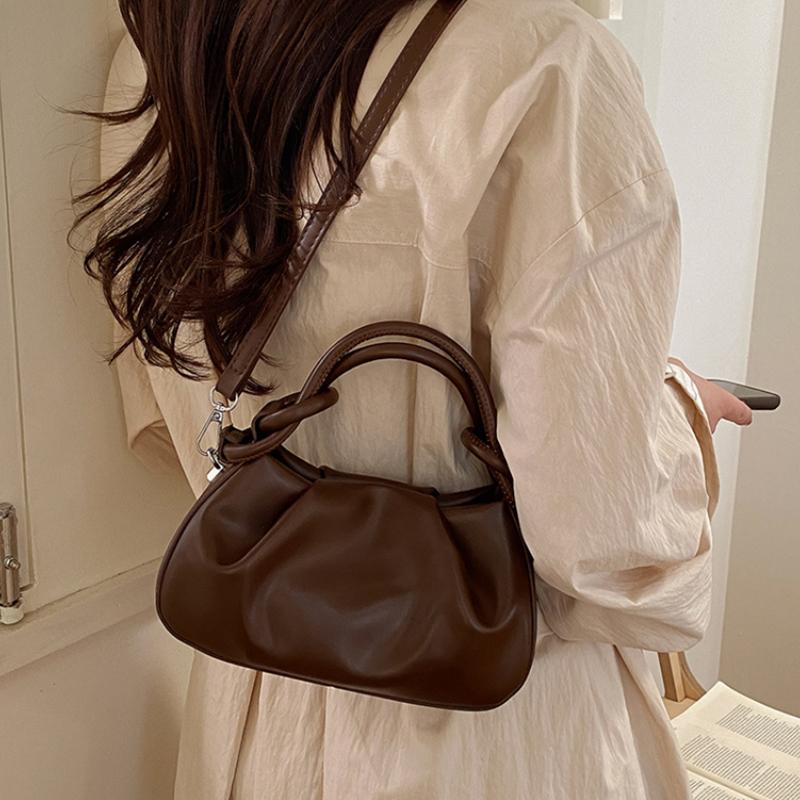 Borsa a Mano Stile Francese Nuvolata con Manico Nodo Borsa a Spalla Mini Pieghettata Chic Borsa a Tracolla Versatile Borsa Quotidiana da Pendolare per Donna
