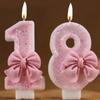 Pink Glitter Number Birthday Candles With Sweet Bow Decor Perfect For Girls Birthday Parties Baby Shower Celebrations