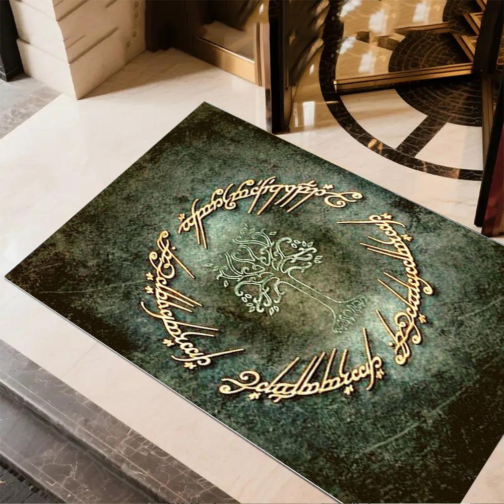 Lord Rings Symbol Carpet Design for Hallway Balcony Entryway Playrooms Antislip Carpet Office Home Decor Wedding Party Gift