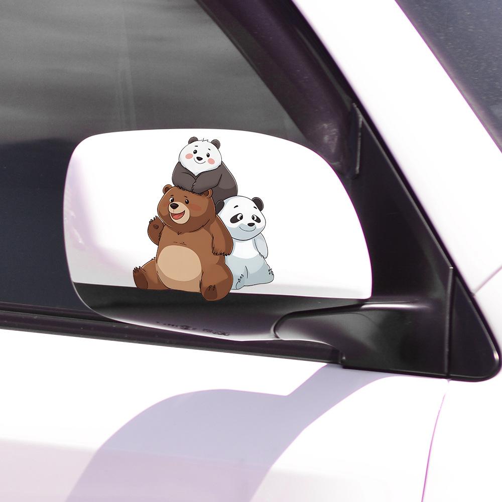 Cartoon Cute Bear Stacked with Arhat Glass Car Beautification Decorative Window Sticker