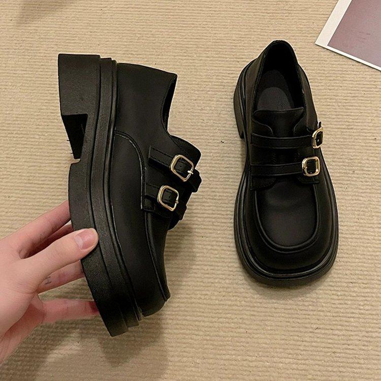 British Style Thick Bottom Loafers Women 2025 Autumn and Winter New Versatile Slip-On Shoes JK Skirt and Small Leather Shoes