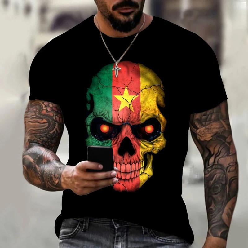 Skull 3D Tshirt for Men Fashion Hip Hop O-Neck Short Sleeve Shirt Harajuku Men's T-shirt Oversized T-shirt Men's Clothing Unisex