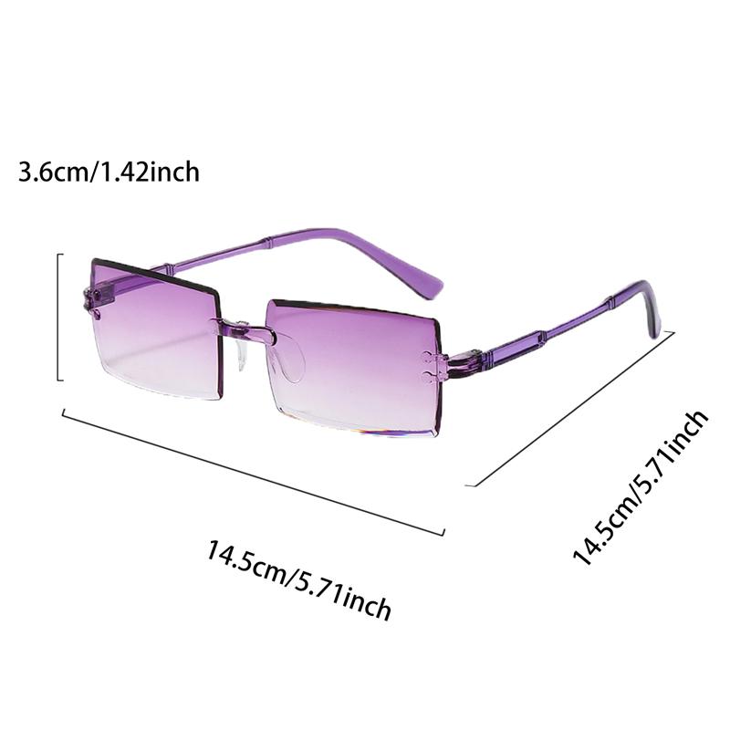 16/20 Pairs Rectangle Sunglasses Men Fashion Rimless Gradient Multicolor Beach Holiday Shades Women New Trendy Rave Sun Glasses