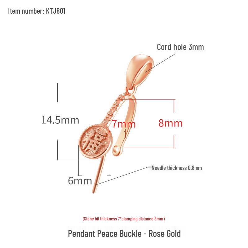 

Sterling Silver S925 Jade & Amber Pendant Clasp with Safety Buckle - DIY Accessory 925 Sterling Silver рожевий колір золота