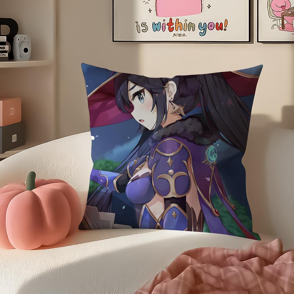 Game Genshin Mona Cushion Cover Pillowcase Short Plush Invisible zipper Room Sofa Cushion Cover