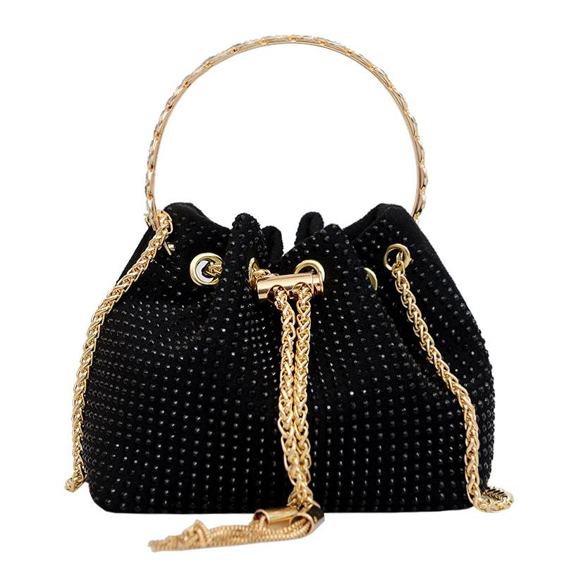 Women's niche temperament messenger bag ersatile diamond chain portable bucket bag ide dinner bag