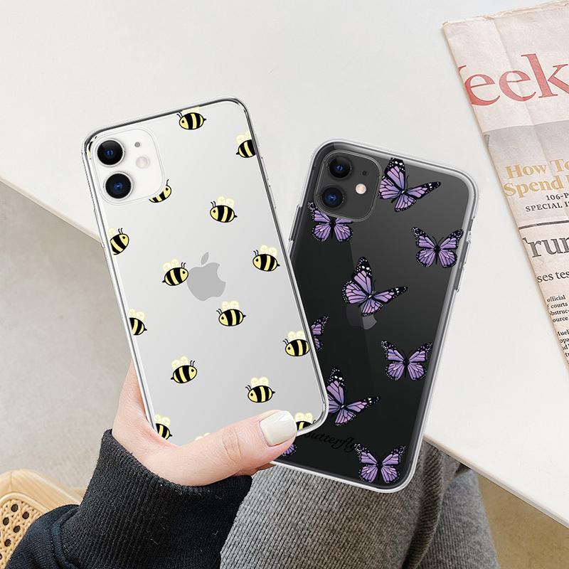 LUPWAY Blue Butterfly Aesthetic Silicone Soft For iPhone 13 Pro Max 7 8 Plus XS XR Back Cover For iPhone 11 12 Pro Max TPU Case