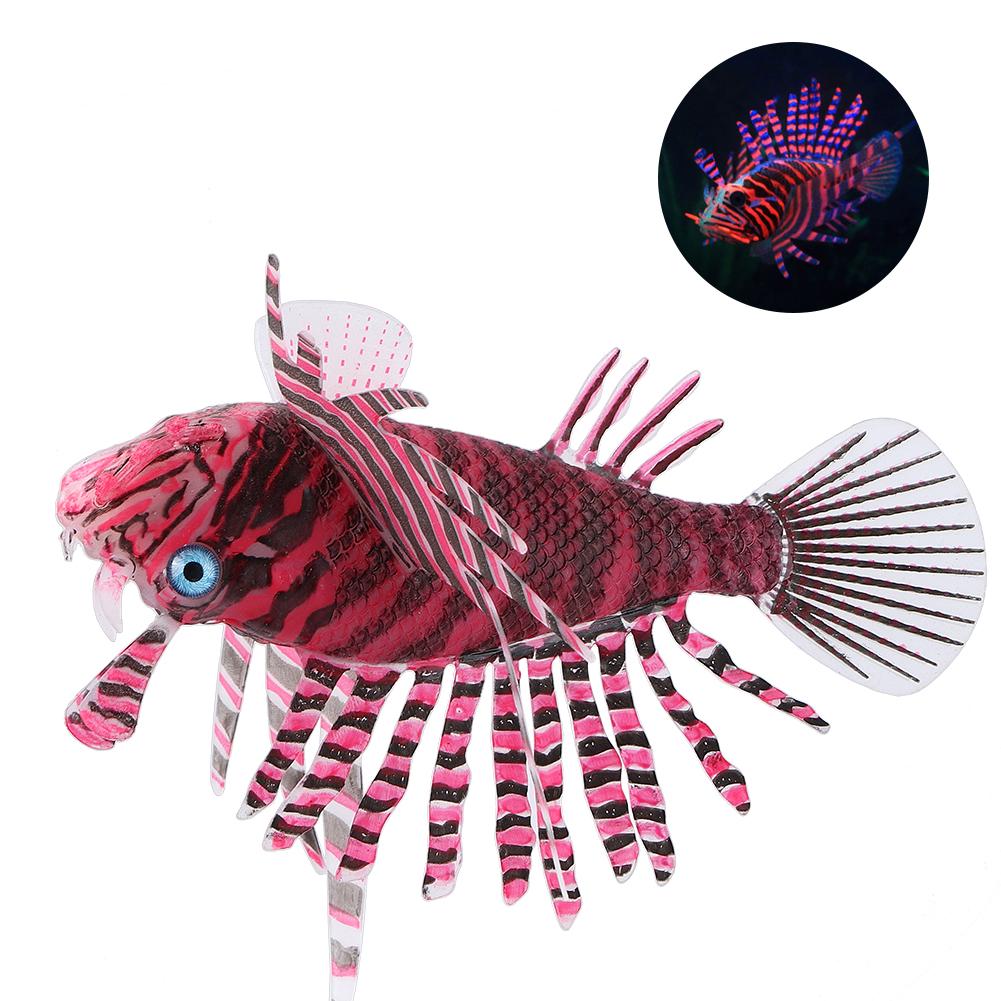 Acrariu Artificial Simulat Silicon Pește Leu Ornament Luminos Decor AcvariuRoșu și negru