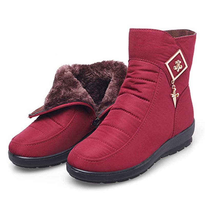 Waterproof Snow Boots Women Winter Shoes Fashion Brand Cold Winter Women Ankle Boots Non-slip Ladies Cotton Shoes Blue Red Plus Size 42