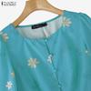 ZANZEA Women Casual Round Neck 3/4 Sleeve Elegant Floral Blouse