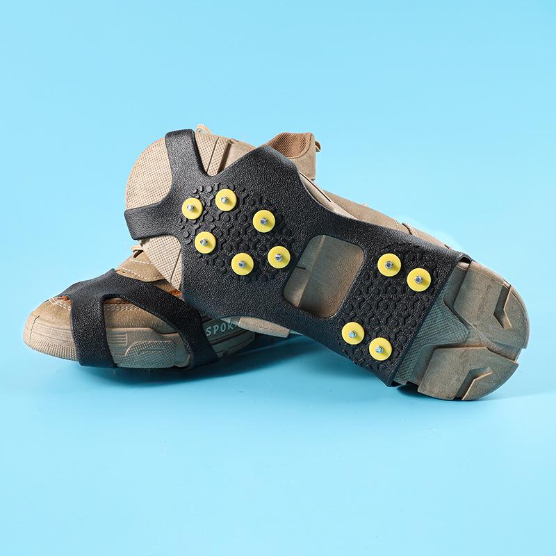10-Spike Ice & Snow Anti-Slip Shoe Covers for Outdoor Activities - Silicone Cleats for Mountaineering & Rock Climbing Traction