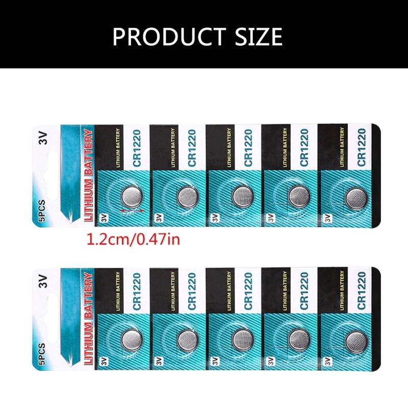 5pcs/10pcs CR1220 Coin Cell Batteries 3V Lithium Button Batteries For Watches, Calculators And Small Electronics