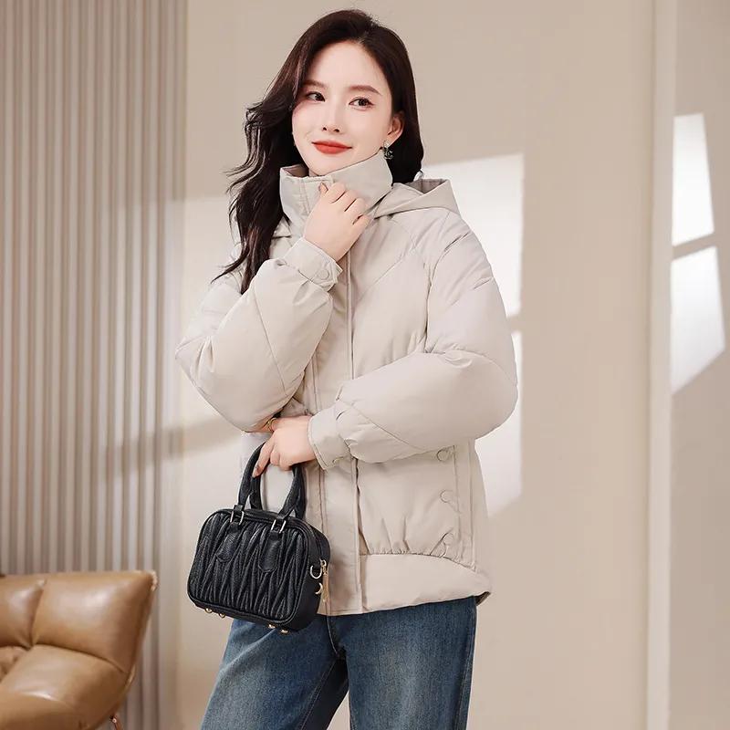 Women's Winter Loose Casual Plus Size Warm Jacket Simple Medium To Long Solid Color Jacket