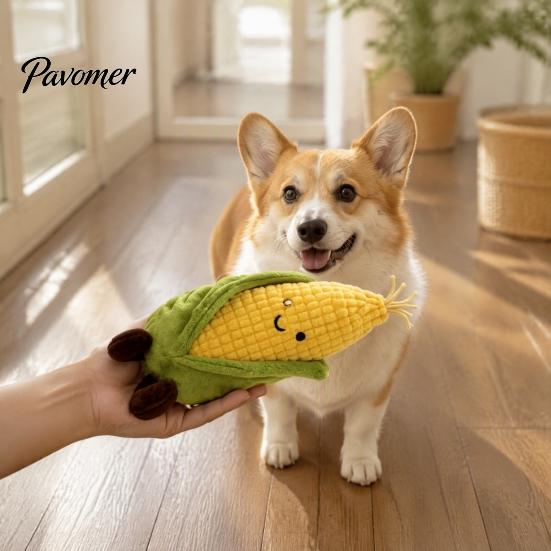 Dog Chew Toys Plush Corn Toy, Squeaky Stuffed Soft Teething for Dogs Puppy Toy Small to Medium Natural Biting