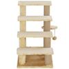 4-step Pet Stairs with Scratching Posts, Platforms, Toy Ball, Beige