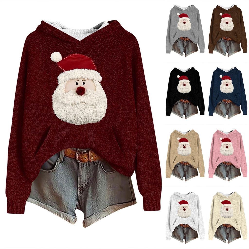 Sweatshirts For Women Knit Sweater Cute Shirt Fall Pullover Hooded Sweatshirt